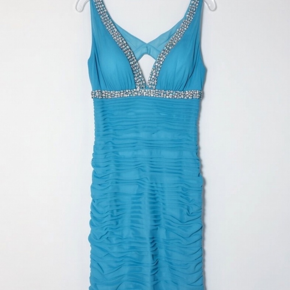 Beyond Turquoise Beaded Cocktail Dress | Size 4 | New | Formal Evening Dress